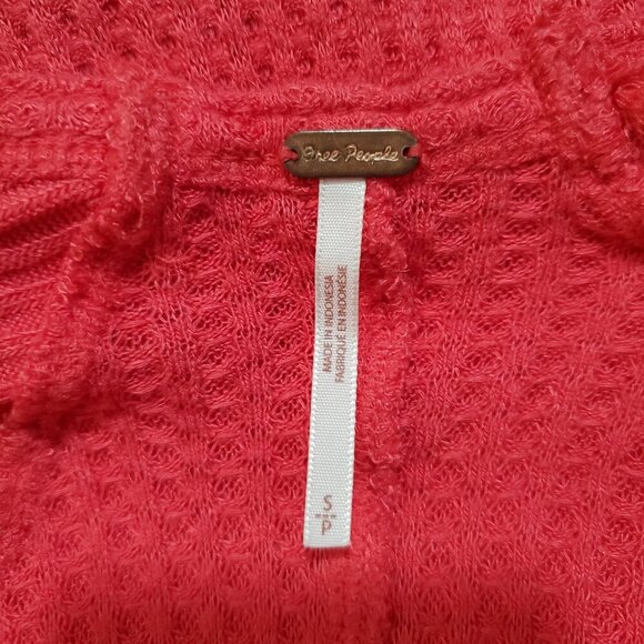 Free People Poppy Coral Ventura Thermal Long Sleeve Asymmetrical Hem Top - S - Picture 3 of 7